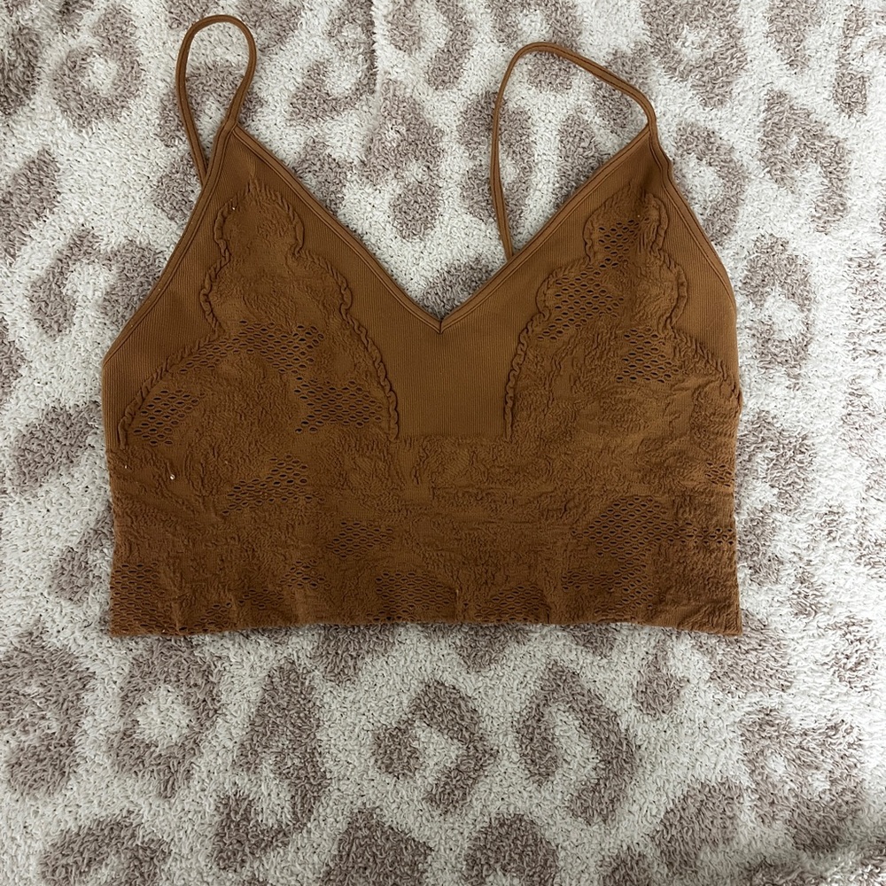 Tan free people tank/bralette